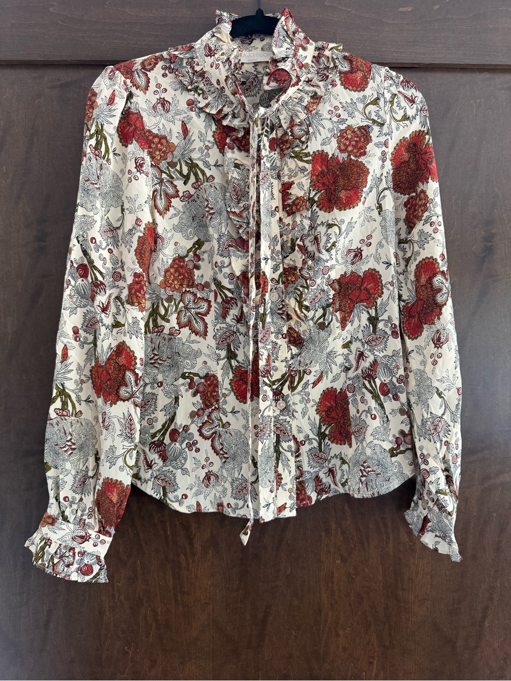 NWOT Ulla Johnson Catroux Silk Long Sleeve Button Front Blouse Size 2
